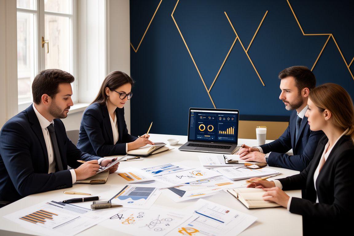 Team MatheticaLabs in una sessione di consulenza strategica con grafici e modelli analitici