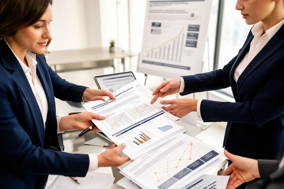 Imprenditori e consulenti osservano un report con risultati misurabili e casi di studio
